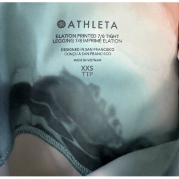 Athleta Elation Printed 7/8 Tight Marine Minimalistic Grey Size‎ XXS Tie Dye - Picture 5 of 9